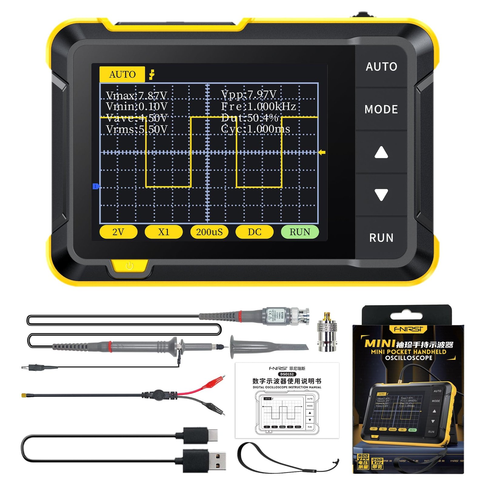 FNIRSI® DSO-152 200KHz 2.5MS/s Mini Pocket Handheld Digital DSO Oscilloscope - Image 10