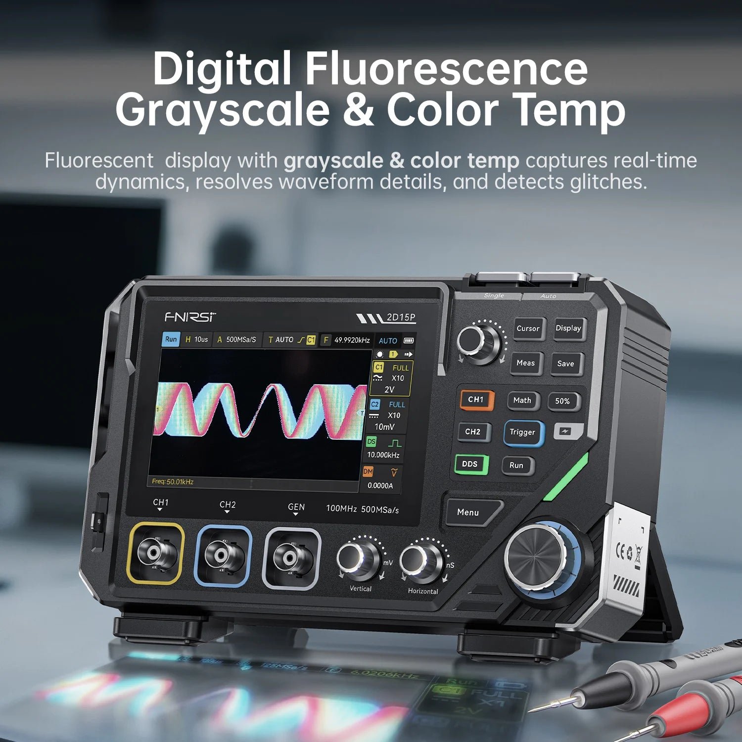 FNIRSI® 2D15P 3-in-1 Benchtop 2CH 100MHz Phosphor Oscilloscope Multimeter - Image 7